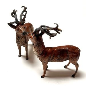 Vintage Cast Metal Reindeer Lead Antler Putz Germany